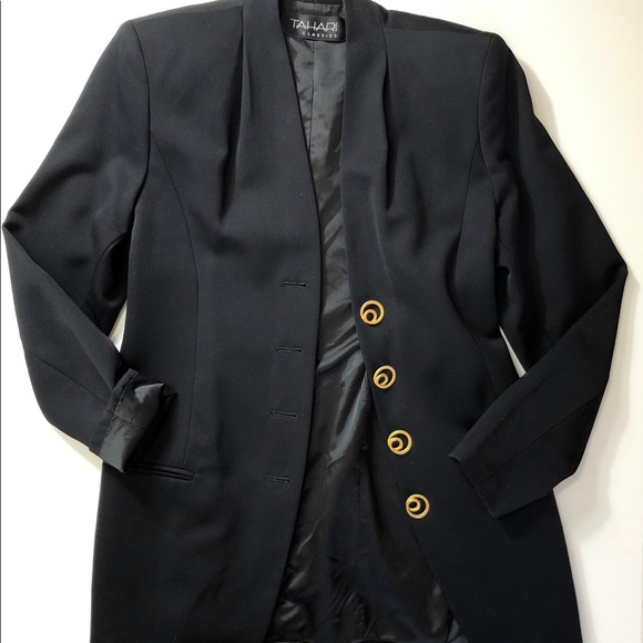 Tahari Classics Wool Long Length Black Blazer - Picture 7 of 8